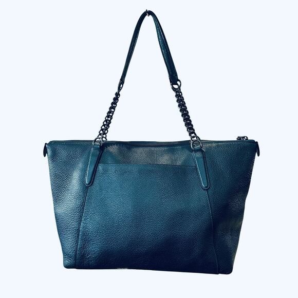 Coach G1747 F22208 Chain Shoulder Bag In Teal Pebble Leather authenticated - Picture 6 of 11